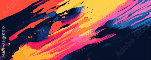 Abstract colorful brush strokes on canvas, vibrant artistic background – vector