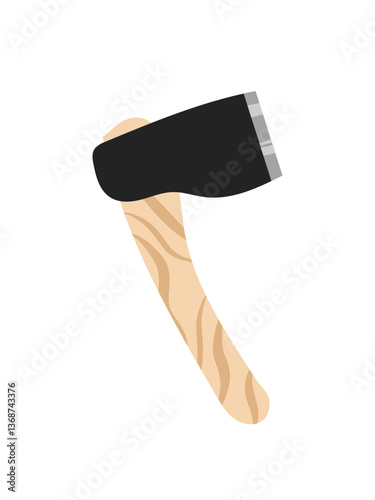 Vector illustration traditional ax featuring a smooth wooden handle and a sharp metallic blade isolated on white background 