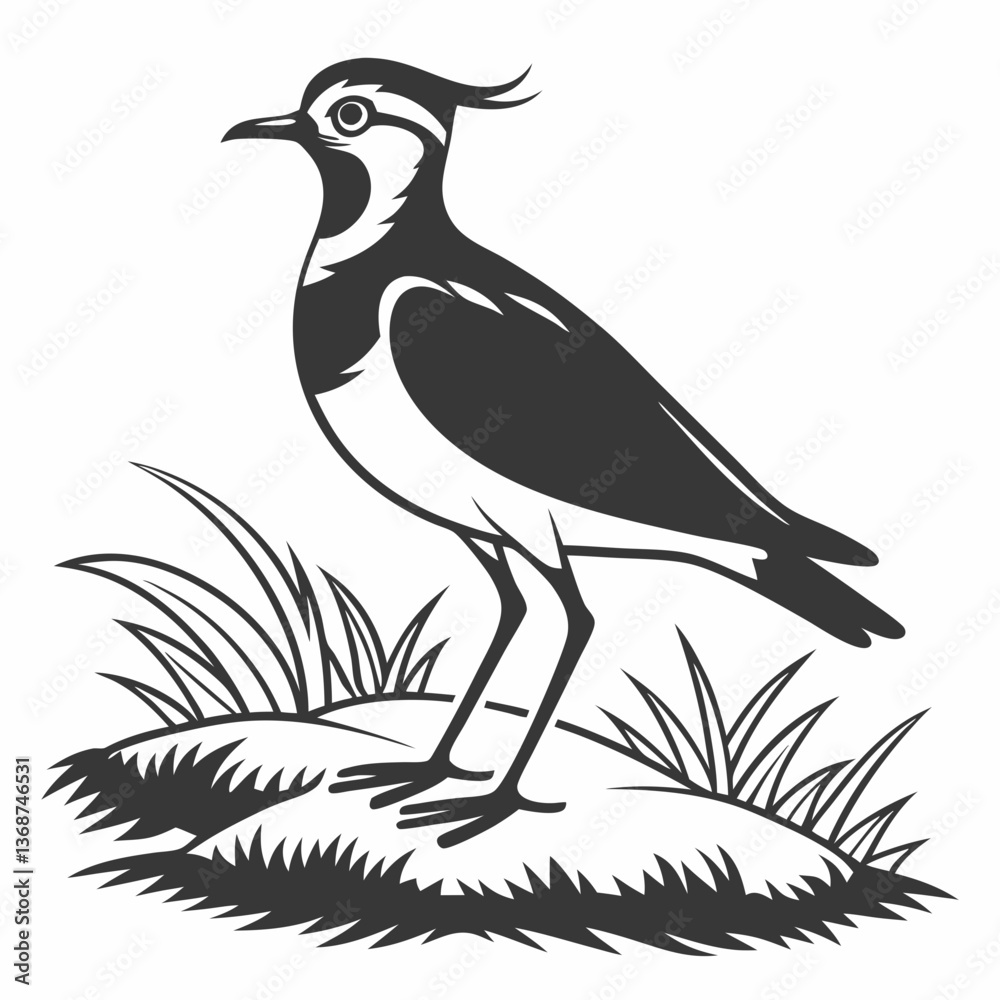 Naklejka premium Lapwing silhouette icon vector