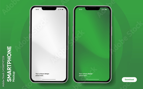 Realistic smartphone mockup. Mobile phone vector with isolated on white background. Device front view. 3D mobile phone with shadow. Realistic, high quality smart phone mockup for ui ux presentation.