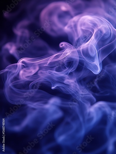 Abstract purple and blue smoke swirls.