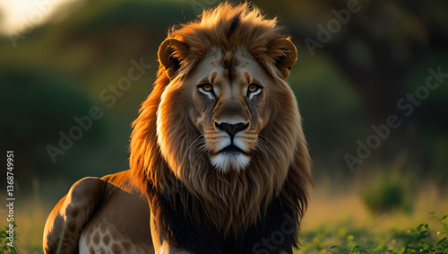 Majestic Lion King in African Savanna