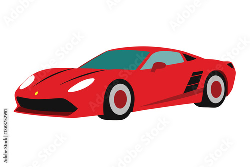 Red Sports Car 3D Illustration with Classic Design and Fast Wheels
