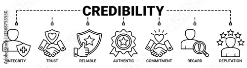 Credibility banner web icon vector illustration concept with icon outline symbol background.