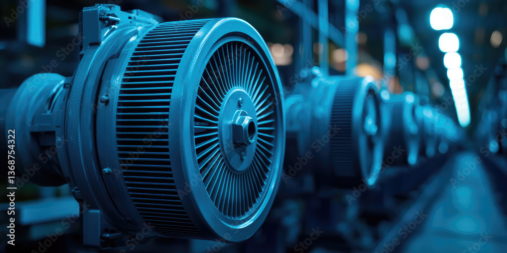 Fototapeta premium Modern electric motor. Manufacture of electric motors in an industrial company