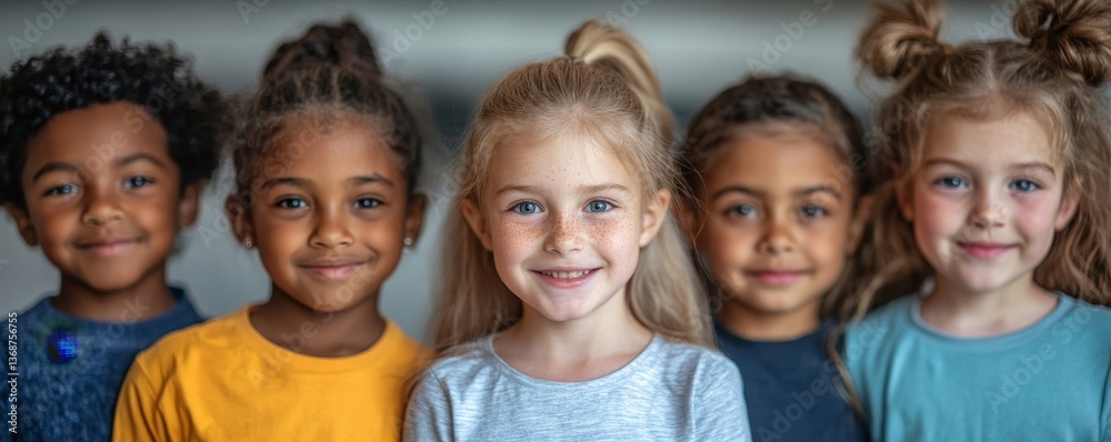 Smart diverse children looking at camera Smart diverse children looking at camera