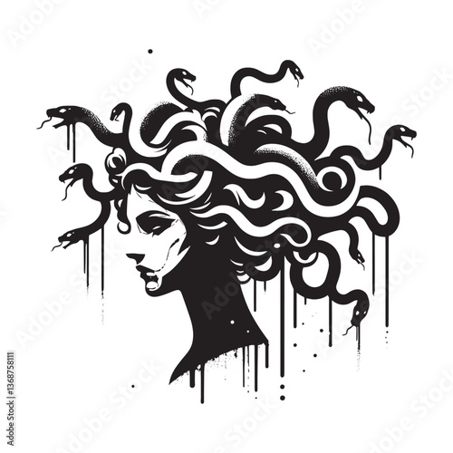 Monochromatic Medusa Head: A striking depiction of a mythical Go