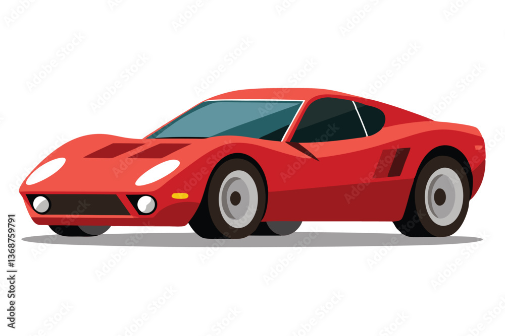 Red sports car isolated on white background with shiny metal design, fast and luxurious model, perfect for automotive enthusiasts Red sports car isolated on white background with shiny metal design, fast and luxurious model, perfect for automotive enthusiasts