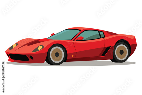 Red Sports Car and Toy Car on White Background 