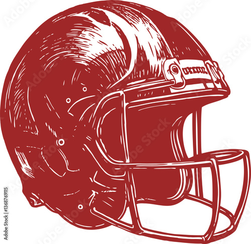 Beautiful Classic Hand Drawing America Football Helmet