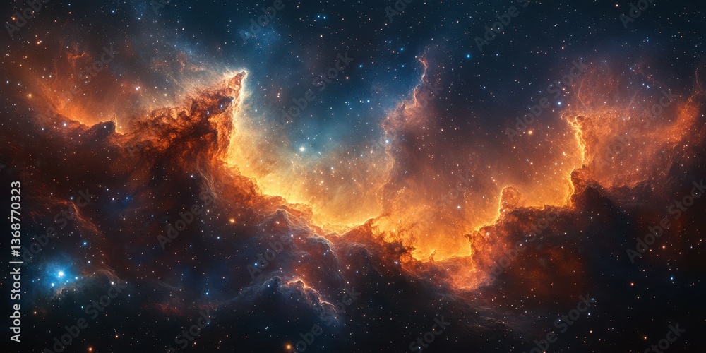 Fototapeta premium Cosmic nebula showcases vibrant colors and intricate patterns in deep space during a clear night