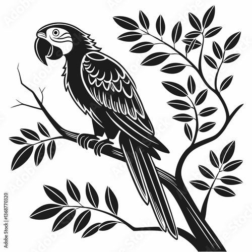 macaw black silhouette icon vector 