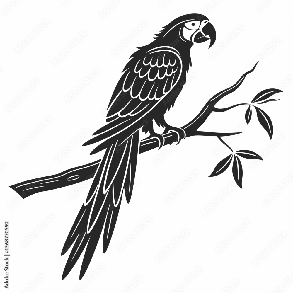 Naklejka premium macaw black silhouette icon vector 