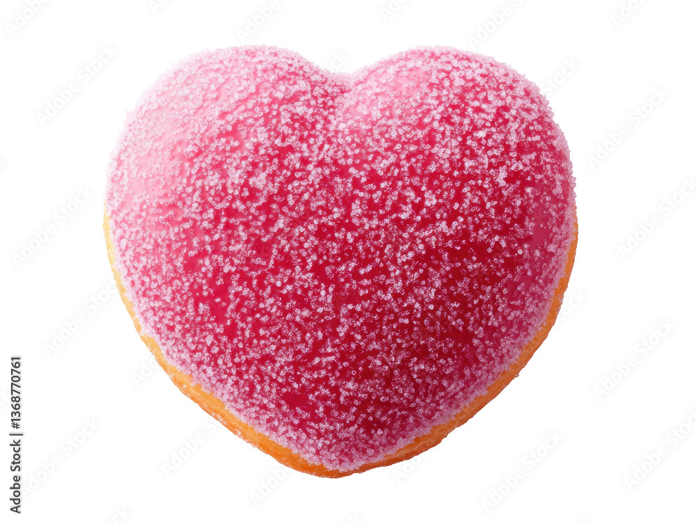 Heart-shaped donut with pink frosting and sugar sprinkles on a transparent background, cut out Heart-shaped donut with pink frosting and sugar sprinkles on a transparent background, cut out