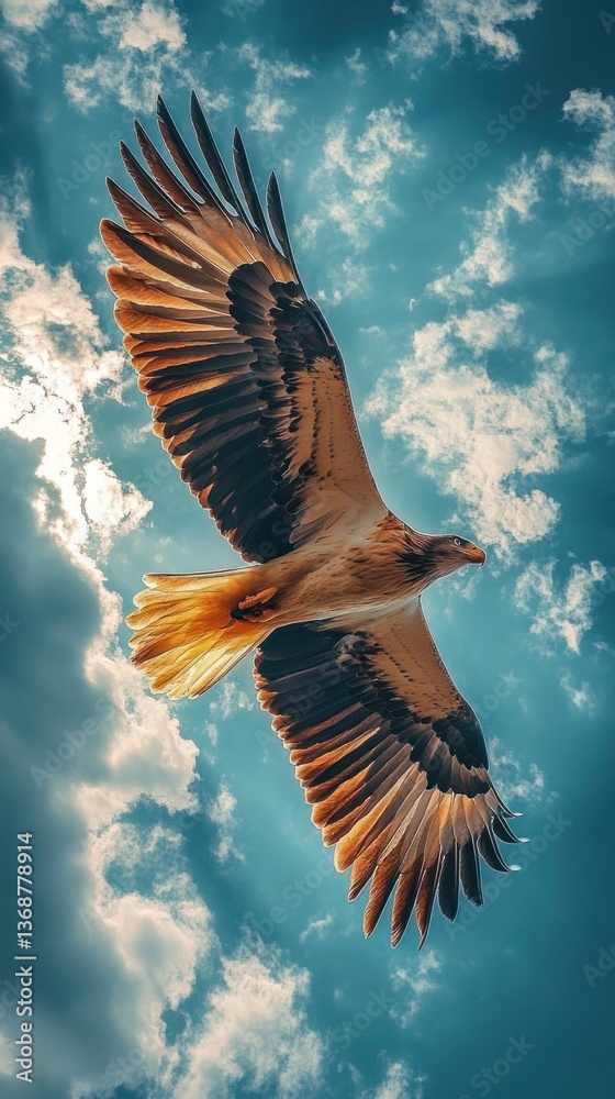 Fototapeta premium Majestic Eagle Soaring in a Cloudy Sky
