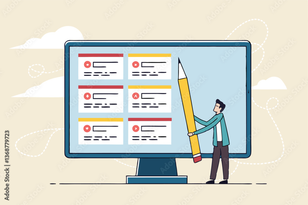 Prioritize important task, flag with priority or urgency to finish work, organize or plan work agenda, project management software or planner concept, businessman project manager prioritize tasks. Prioritize important task, flag with priority or urgency to finish work, organize or plan work agenda, project management software or planner concept, businessman project manager prioritize tasks.