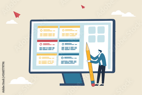 Prioritize important task, flag with priority or urgency to finish work, organize or plan work agenda, project management software or planner concept, businessman project manager prioritize tasks.