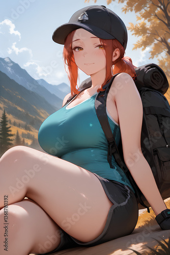 Femme qui pose pendant une rando