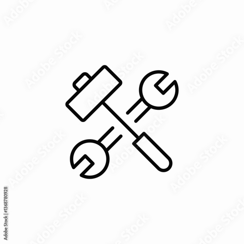 hammer wrench icon sign vector
