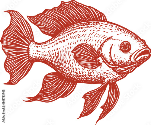 Beautiful Classic Hand Drawing Betta Fish