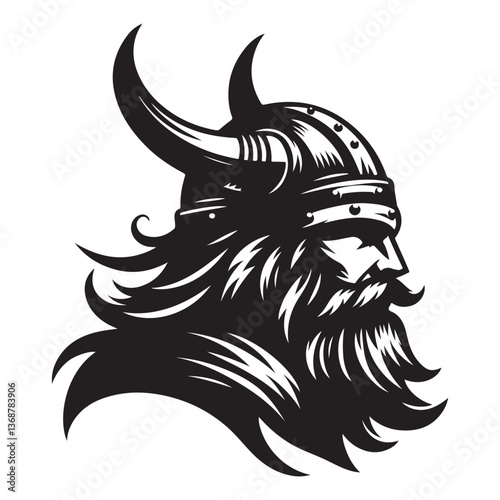 Viking Warrior Portrait Vector Illustration Detailed Bearded Man Artwork