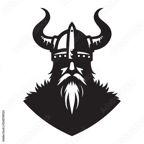 Viking warrior with horned helmet powerful Nordic mythology illustration