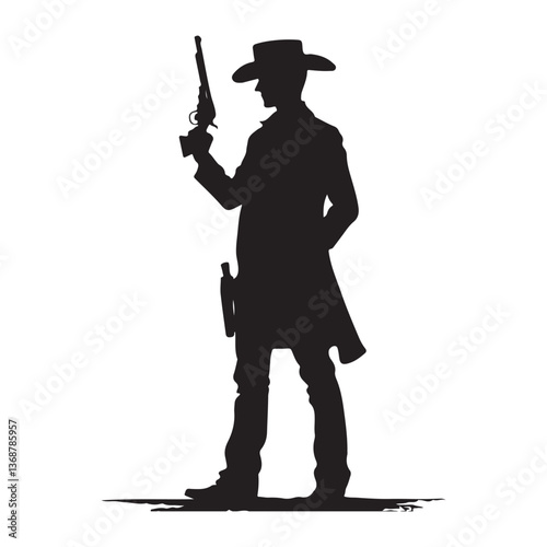 Cowboy Silhouette Vector Illustration A Classic Western Icon Design Resource
