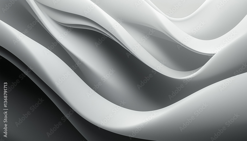 Abstract Grey White 3D Wave Curves Flowing Design Background Abstract Grey White 3D Wave Curves Flowing Design Background