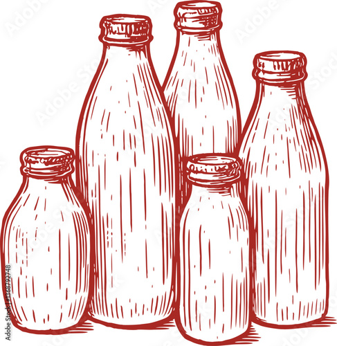 Beautiful Classic Hand Drawing Milk Bottle