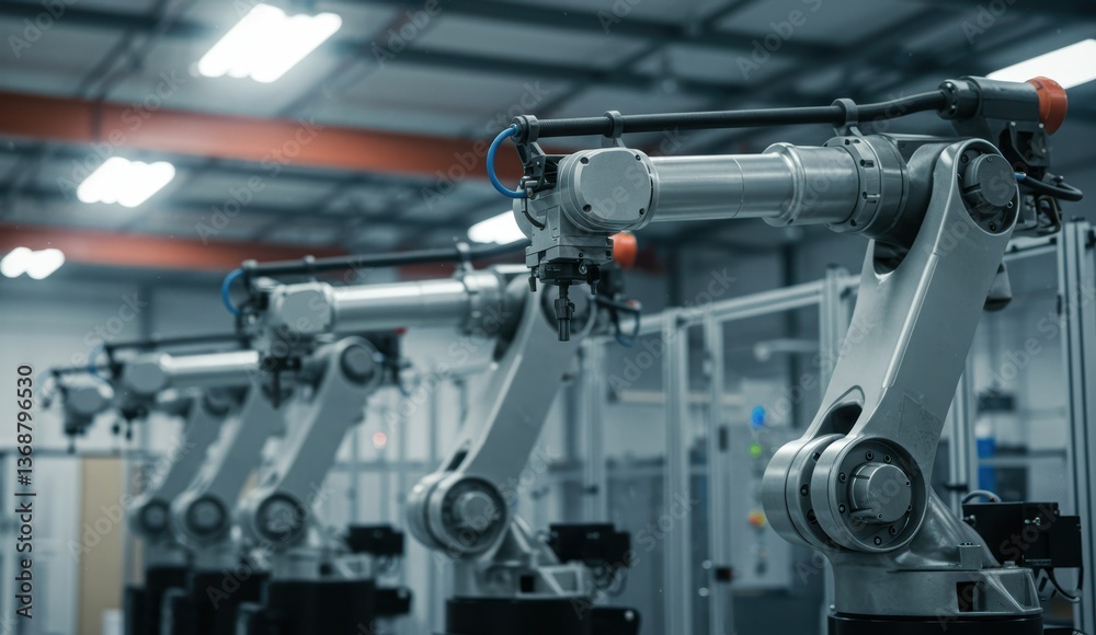 Industrial robots in a manufacturing facility enhancing productivity through automation and technology integration. Industrial robots in a manufacturing facility enhancing productivity through automation and technology integration.
