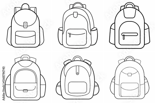 Backpack Outline Coloring Page Line Art Drawing