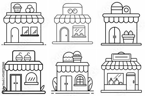Bakery Shop Outline Coloring Page Line Art Drawing