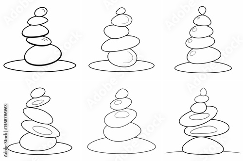 Balancing Stones Outline Coloring Page Line Art Drawing