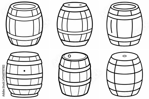  Barrel Outline Coloring Page Line Art Drawing