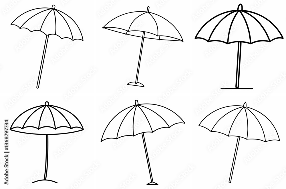 Beach Umbrella Coloring Page Outline Design Set on White Background Beach Umbrella Coloring Page Outline Design Set on White Background
