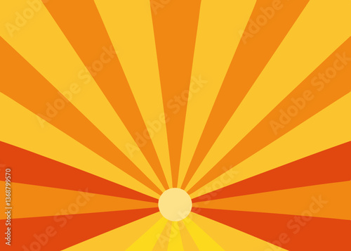 A dynamic sunburst background with golden yellow and orange rays creating a retro summer vibe. Ideal for energetic and cheerful designs, advertisements, and event posters
