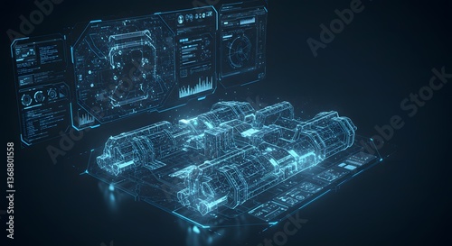 Futuristic Digital Blueprint of High-Tech Transportation System