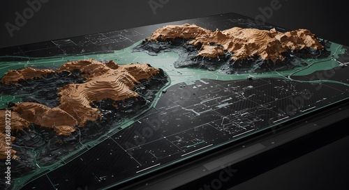 Topographic 3D Map with Digital Data Integration