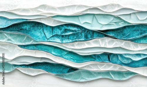 Wallpaper Mural Abstract turquoise waves layered design background for modern art projects Torontodigital.ca