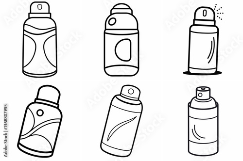 Deodorant Outline Coloring Book Page – Line Art Drawing Set on White Background