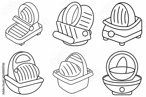 Egg Slicer Outline Coloring Book Page – Line Art Drawing Set on White Background