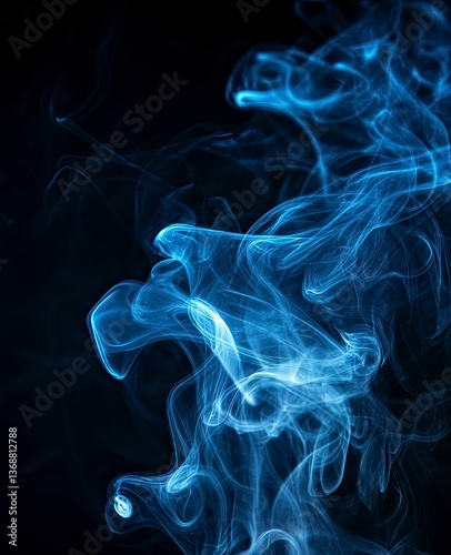 Wallpaper Mural Smoke effect on a black background, in shades of blue and white, stock photo Torontodigital.ca