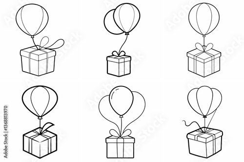 French Pastries Outline Coloring Page - Line Art Drawing Set on White Background