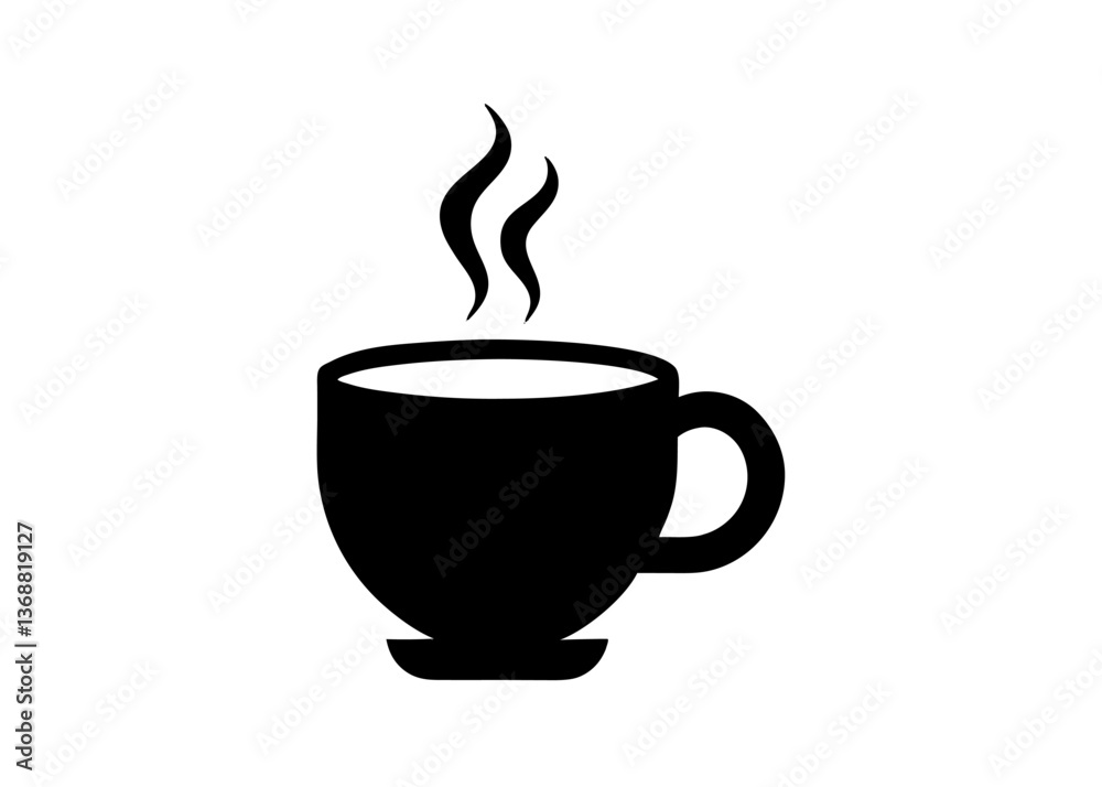 A hot cup of brown coffee or tea, a vector icon of a breakfast beverage, coffee, tea, cup, beverage, breakfast, drink, hot, brown, vector, icon. A hot cup of brown coffee or tea, a vector icon of a breakfast beverage, coffee, tea, cup, beverage, breakfast, drink, hot, brown, vector, icon.