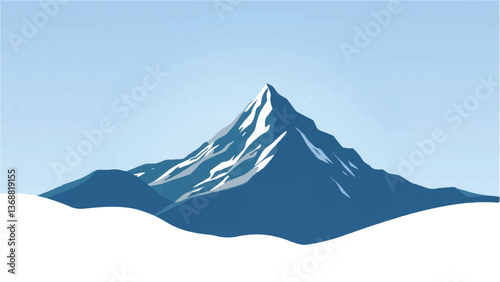 Mountains covered with snow. Mountains landscape. Snowy Mountain Range. Vector illustration.	
