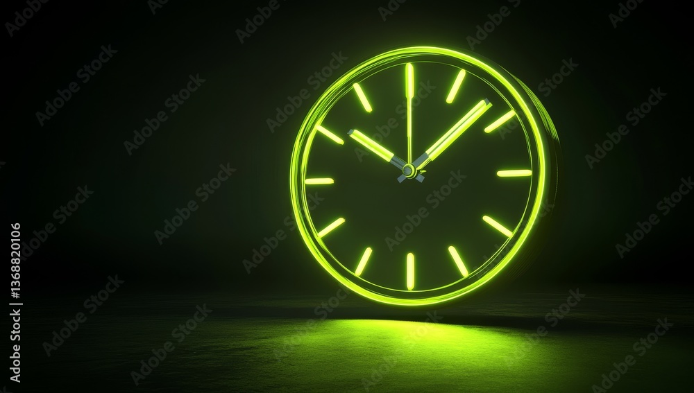 custom made wallpaper toronto digitalA simple green neon clock on a dark background.
