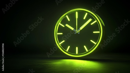 Wallpaper Mural A simple green neon clock on a dark background. Torontodigital.ca