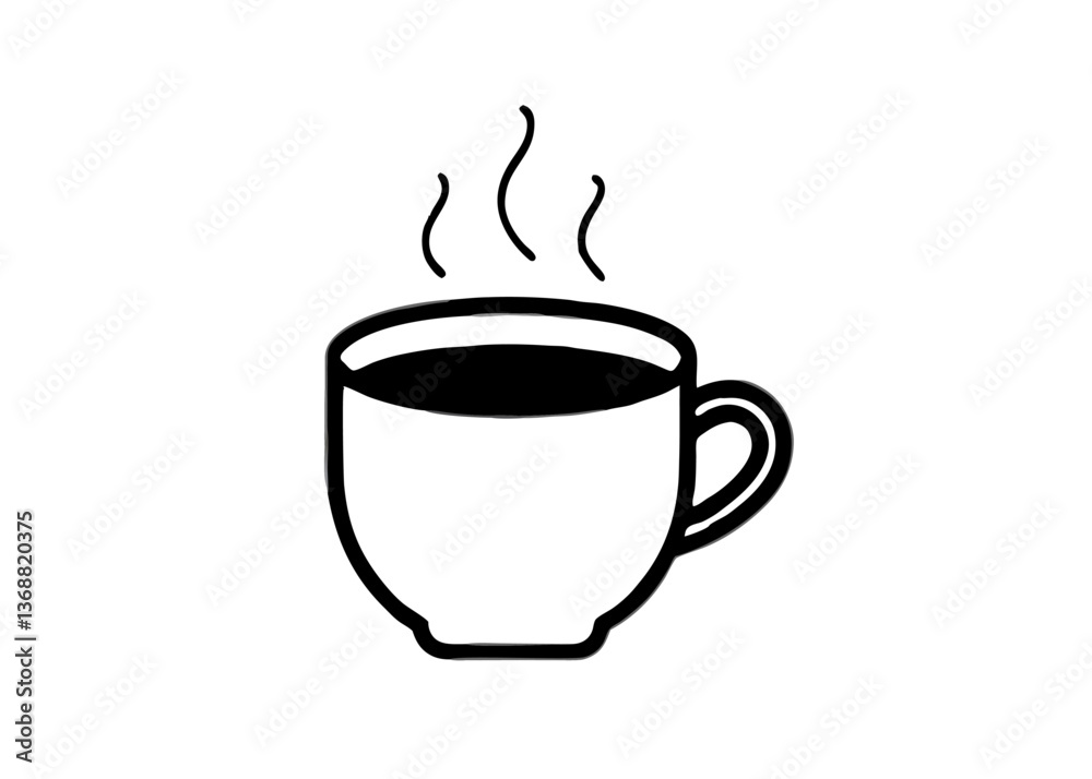 A hot cup of brown coffee or tea, a vector icon of a breakfast beverage, coffee, tea, cup, beverage, breakfast, drink, hot, brown, vector, icon. A hot cup of brown coffee or tea, a vector icon of a breakfast beverage, coffee, tea, cup, beverage, breakfast, drink, hot, brown, vector, icon.