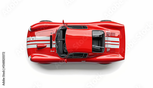 Red Classic Sports Car Overhead View
