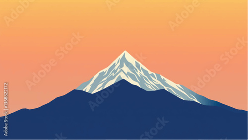 Mountains covered with snow. Mountains landscape. Snowy Mountain Range. Vector illustration.	
